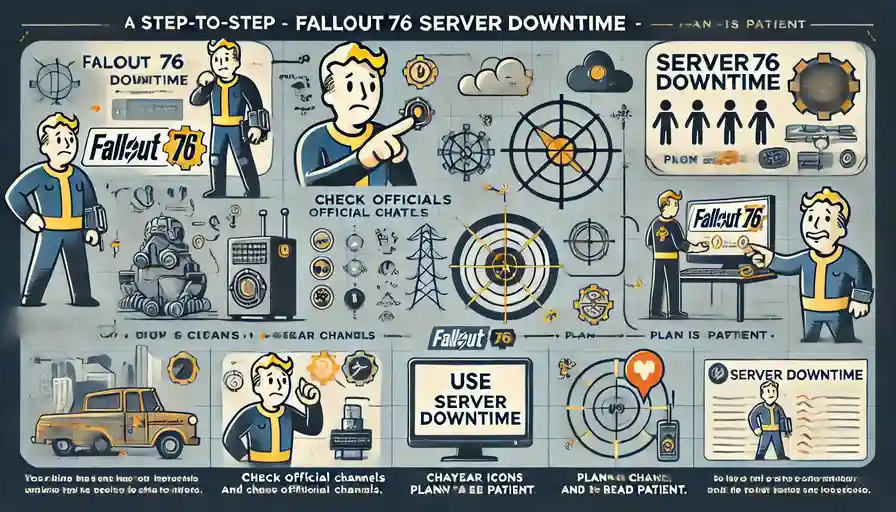 How to Handle Downtime A step by step infographic on how to handle Fallout 76 server downtime
