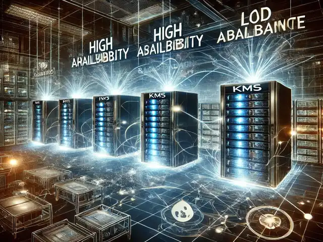 KMS server environment showing high availability and load balancing KMS server environment showing high availability and load balancing
